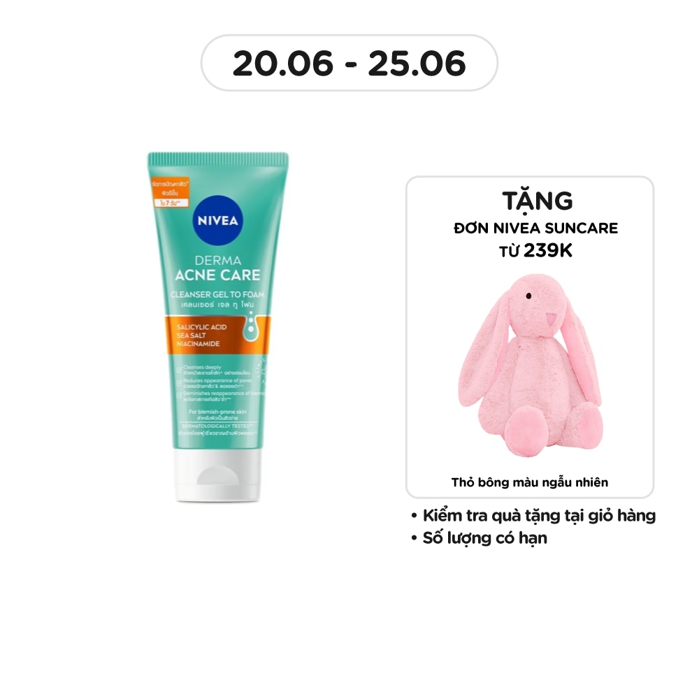 Sữa Rửa Mặt Nivea Derma Acne Care Cleanser Gel To Foam 90g