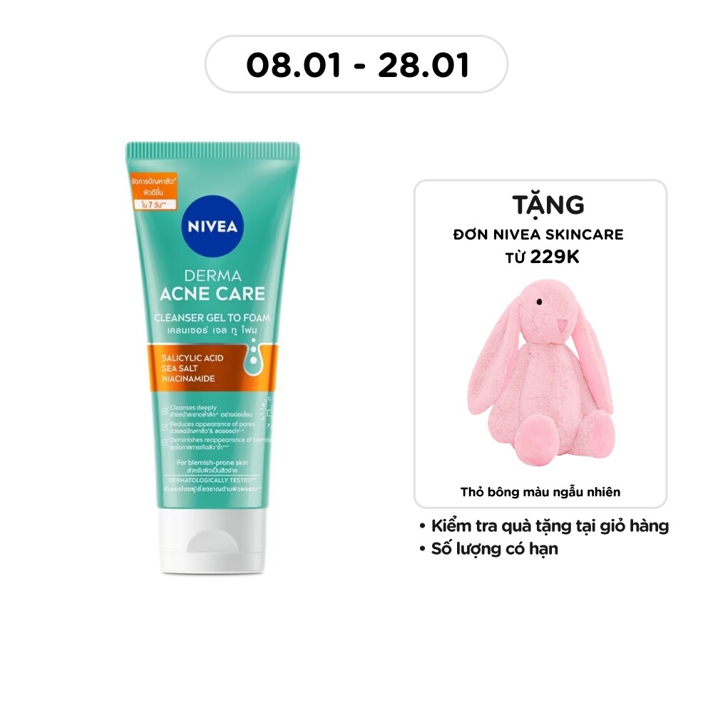 Sữa Rửa Mặt Nivea Derma Acne Care Cleanser Gel To Foam 90g