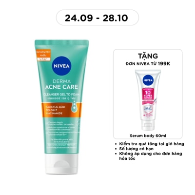 NIVEA Sữa Rửa Mặt Nivea Derma Acne Care Cleanser Gel To Foam 90g image