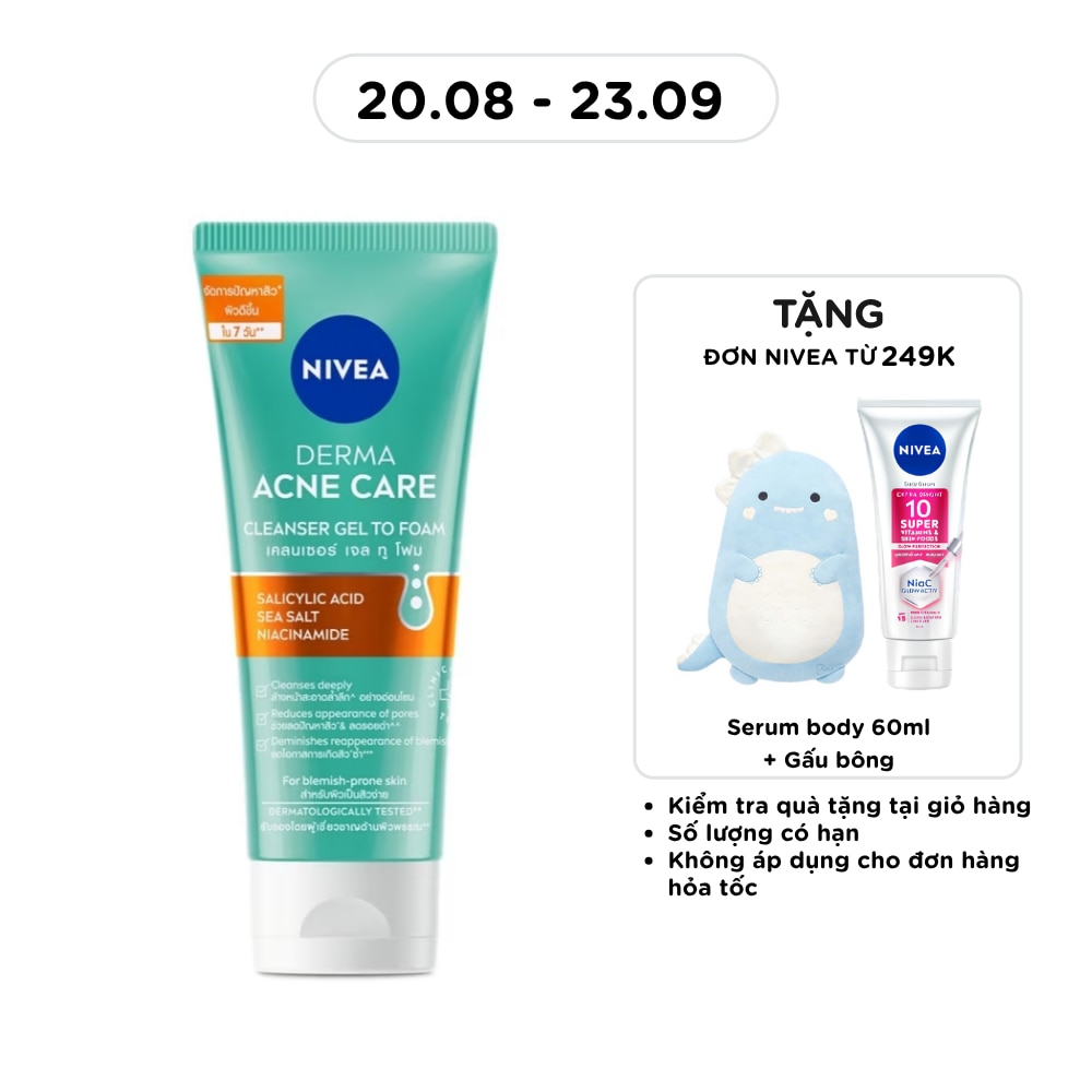 Sữa Rửa Mặt Nivea Derma Acne Care Cleanser Gel To Foam 90g image