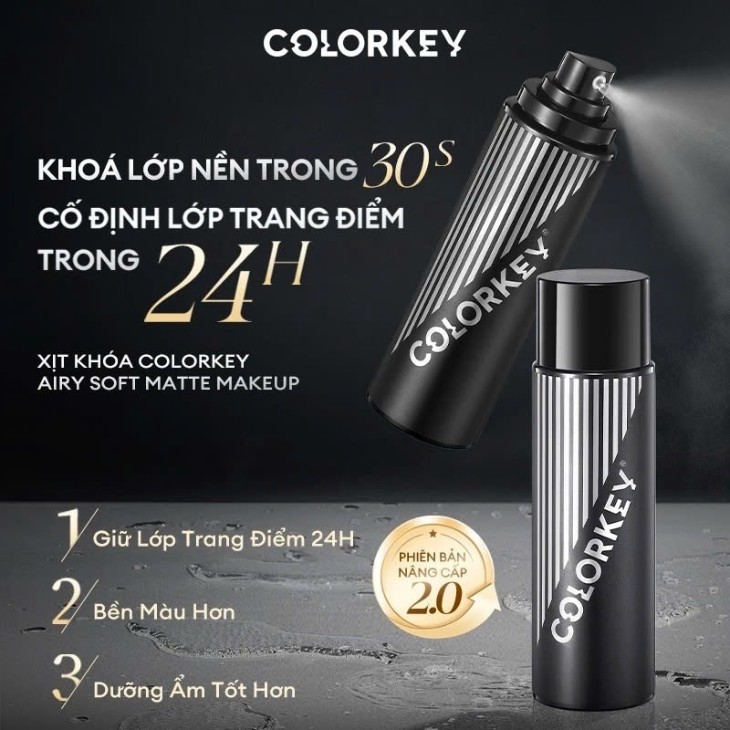 Xịt Khóa Lớp Trang Điểm Colorkey Airy Soft Matte Makeup Setting Spray V2 100ml image