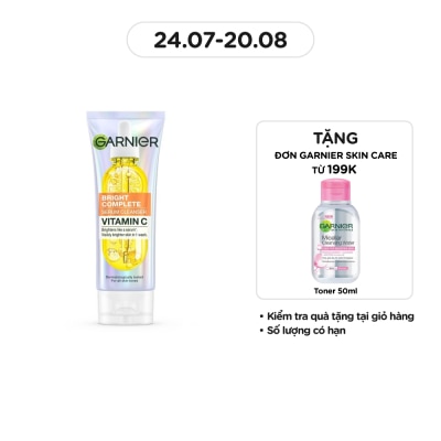GARNIER Sữa Rửa Mặt Sáng Da Garnier Bright Complete Serum Cleanser Vitamin C 100ml