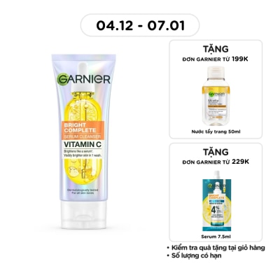 GARNIER Sữa Rửa Mặt Sáng Da Garnier Bright Complete Serum Cleanser Vitamin C 100ml