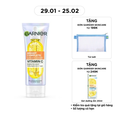 GARNIER Sữa Rửa Mặt Sáng Da Garnier Bright Complete Serum Cleanser Vitamin C 100ml