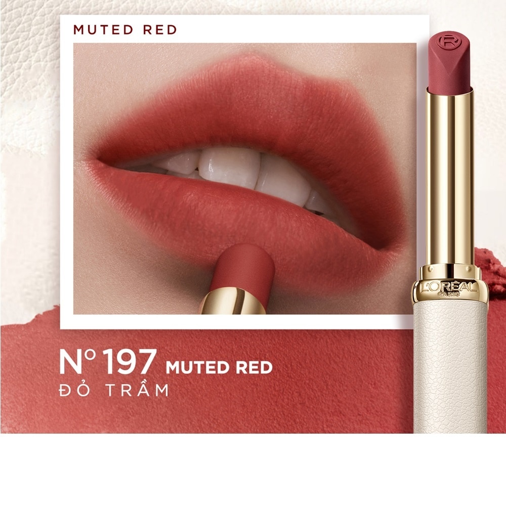 Son Lì Mịn Môi L'oreal Paris Color Riche Crème Matte 2g .#197 Muted Red Đỏ Trầm