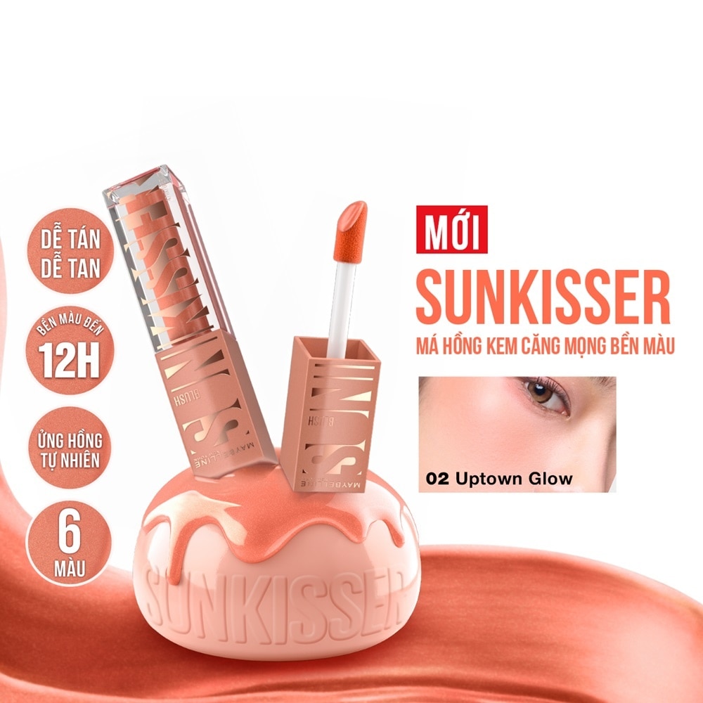Má Hồng Dạng Kem Maybelline Sunkisser Blush 4.7g .#02 Uptown Glow Hồng Đào