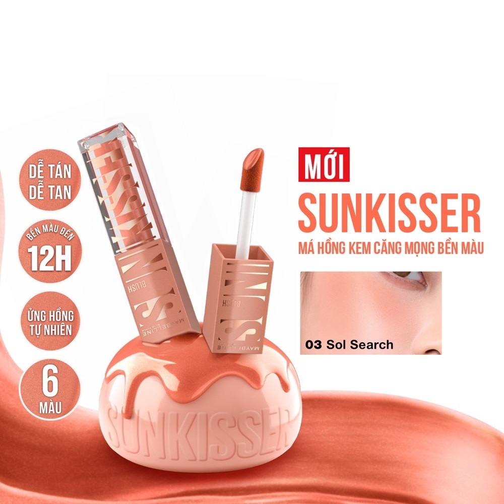 Má Hồng Dạng Kem Maybelline Sunkisser Blush 4.7g .#03 Sol Search Hồng Cam Nude
