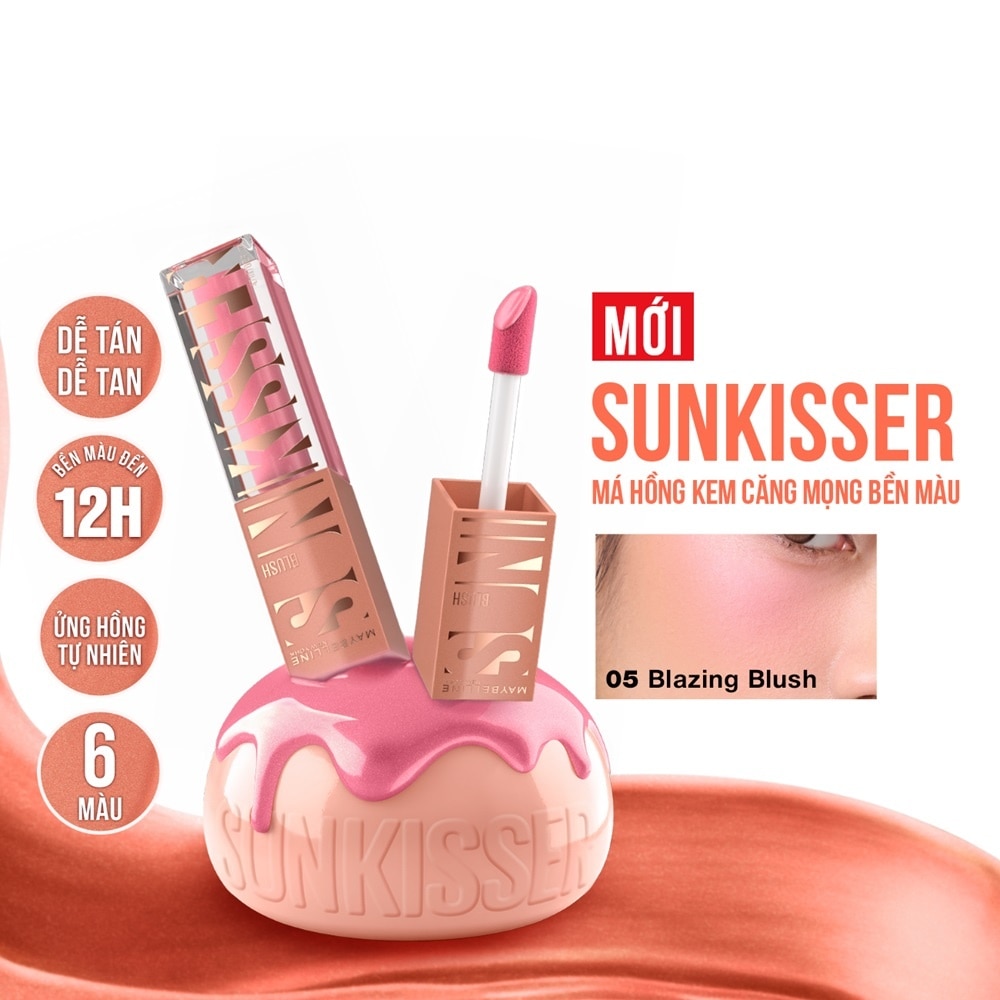 Má Hồng Dạng Kem Maybelline Sunkisser Blush 4.7g .#05 Blazing Blush Hồng Baby