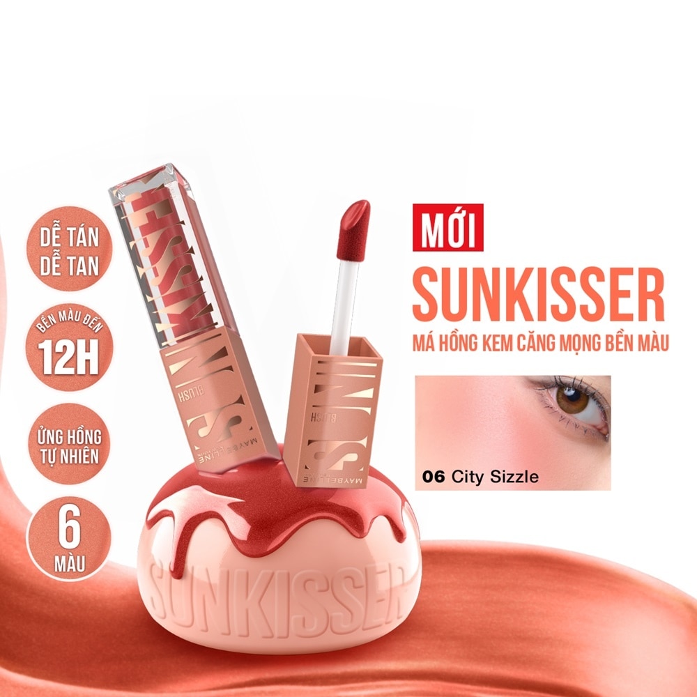 Má Hồng Dạng Kem Maybelline Sunkisser Blush 4.7g .#06 City Sizzle Cánh Hồng Khô