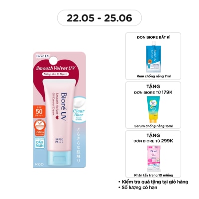 BIORE Kem Chống Nắng Biore UV Smooth Velvet Oil Control Cream SPF50 PA+++ 30g