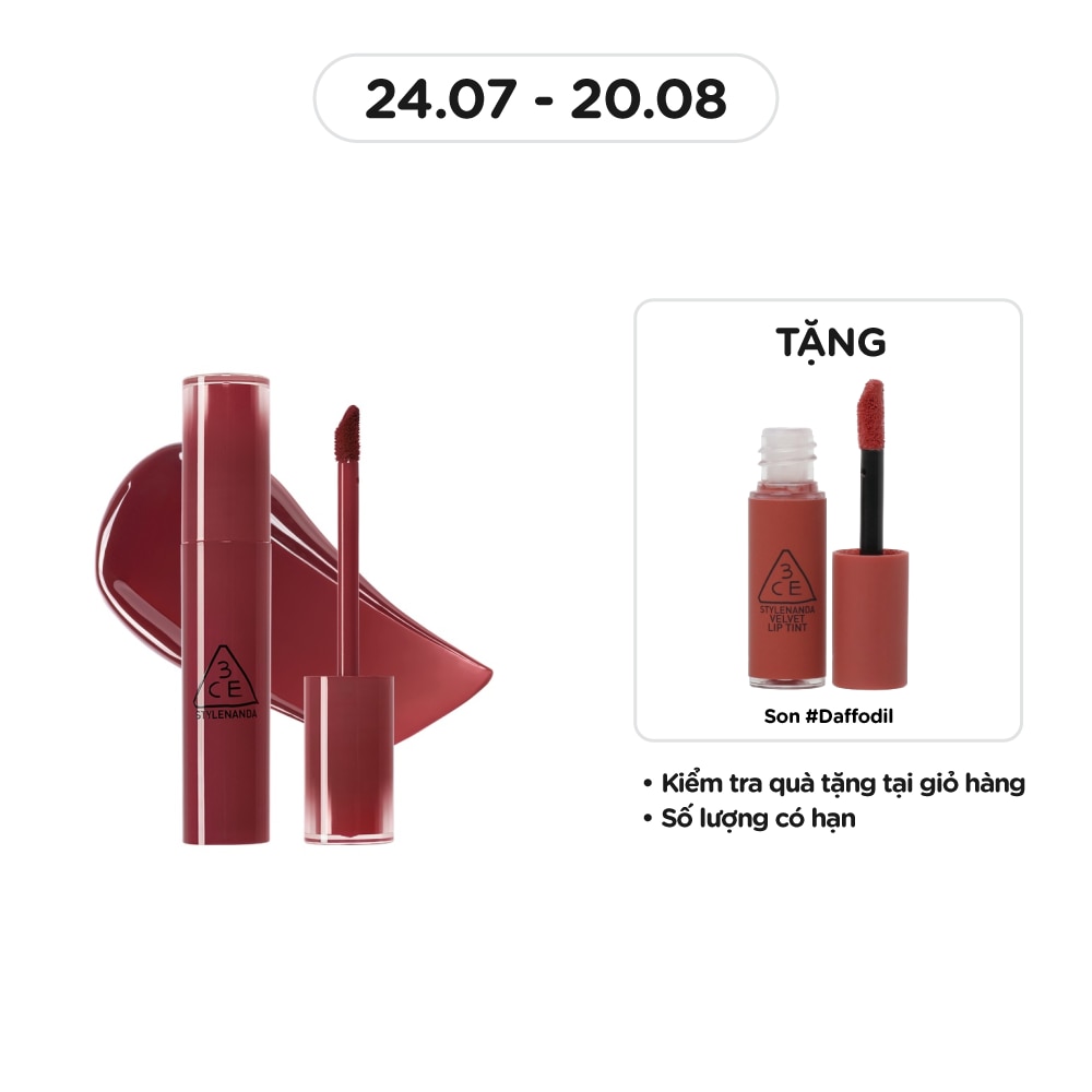 3CE Son Bóng 3CE Lazy Pop Lip Stain 4.5g .#Tan
