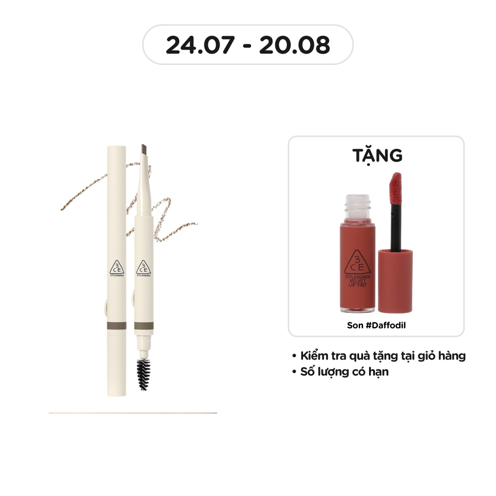 Bút Chì Kẻ Mày 3CE Easy Brow Designing Pencil 0.13g .#Deep Brown