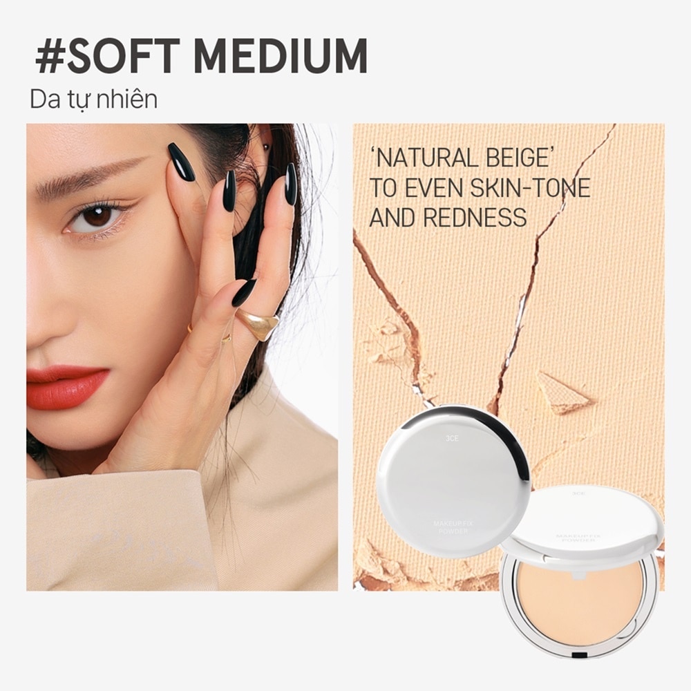 Phấn Phủ Cố Định Lớp Trang Điểm 3CE Makeup Fix Powder 9g .#Soft Medium