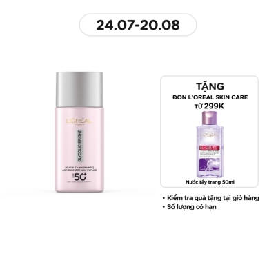 L'OREAL PARIS Kem Chống Nắng Loréal Paris Glycolic-Bright Anti-Dark Spot Daily UV Fluid SPF50+ PA++++ 50ml