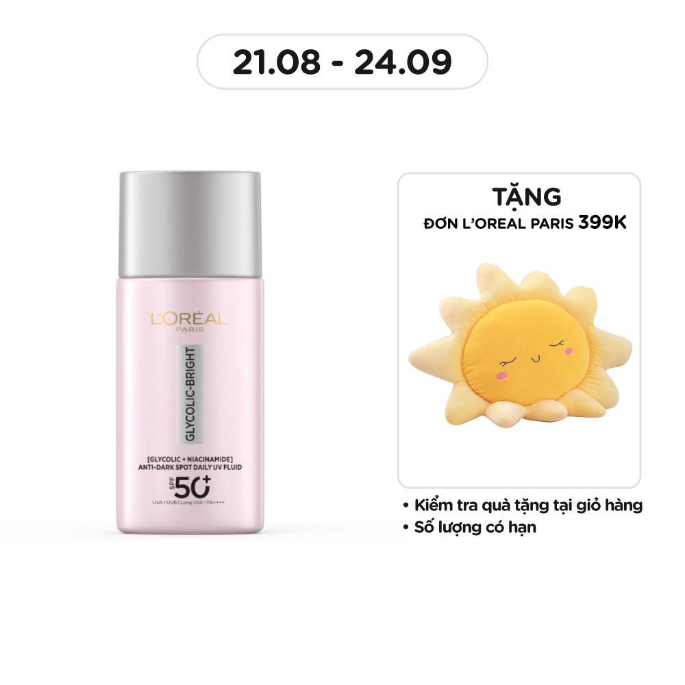 Kem Chống Nắng Loréal Paris Glycolic-Bright Anti-Dark Spot Daily UV Fluid SPF50+ PA++++ 50ml