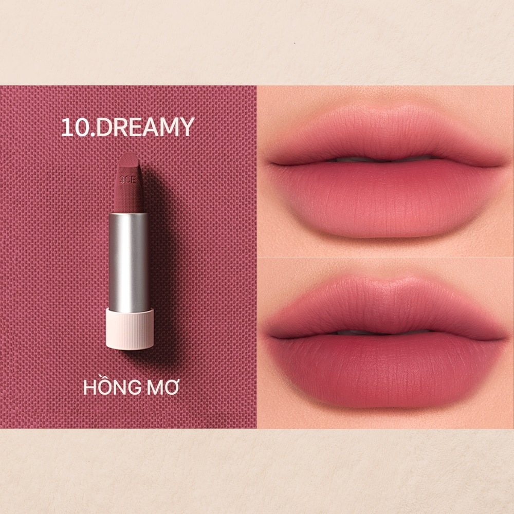 Son 3CE Cashmere Hug Lipstick 3.5g .#10 Dreamy Hồng Mơ
