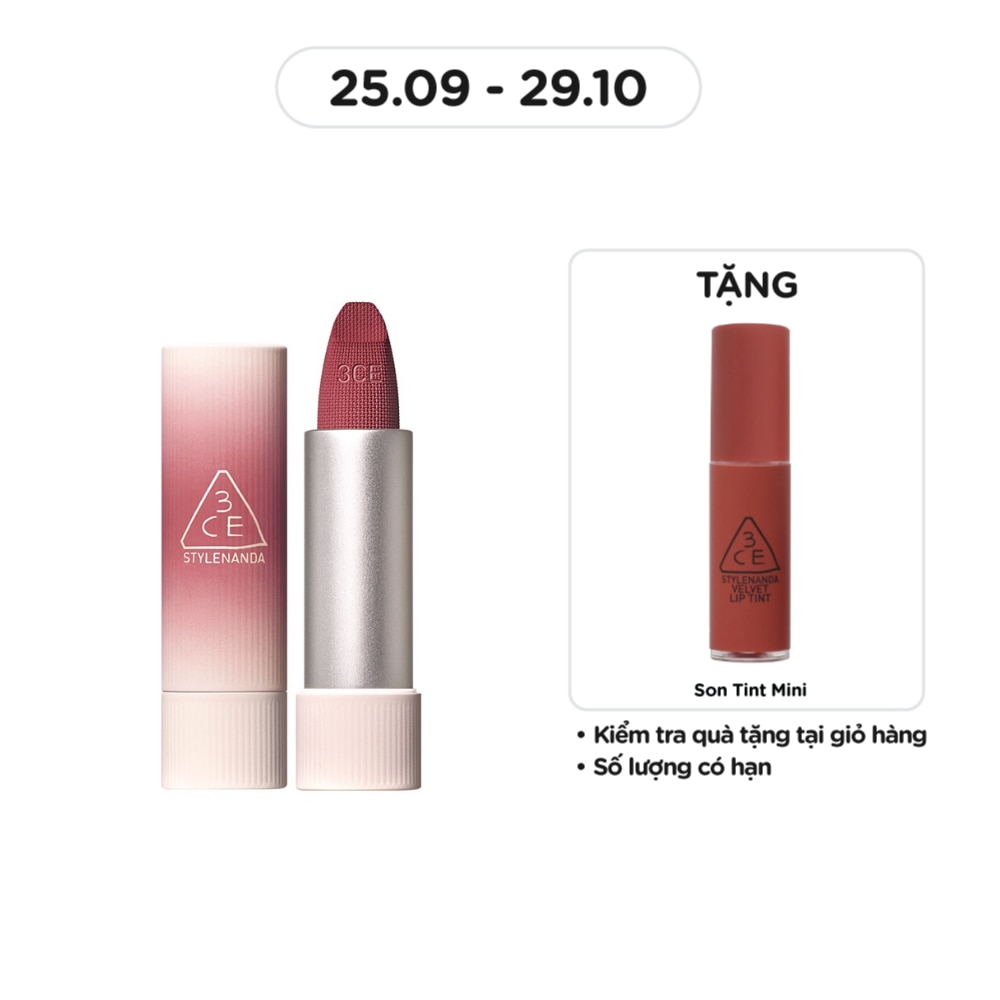 Son 3CE Cashmere Hug Lipstick 3.5g .#10 Dreamy Hồng Mơ