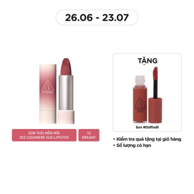 3CE Son 3CE Cashmere Hug Lipstick 3.5g .#10 Dreamy Hồng Mơ