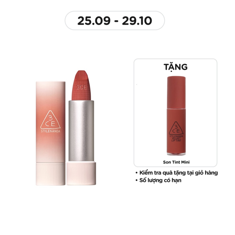 Son 3CE Cashmere Hug Lipstick 3.5g .#06 Buddy Hồng Cá Hồi