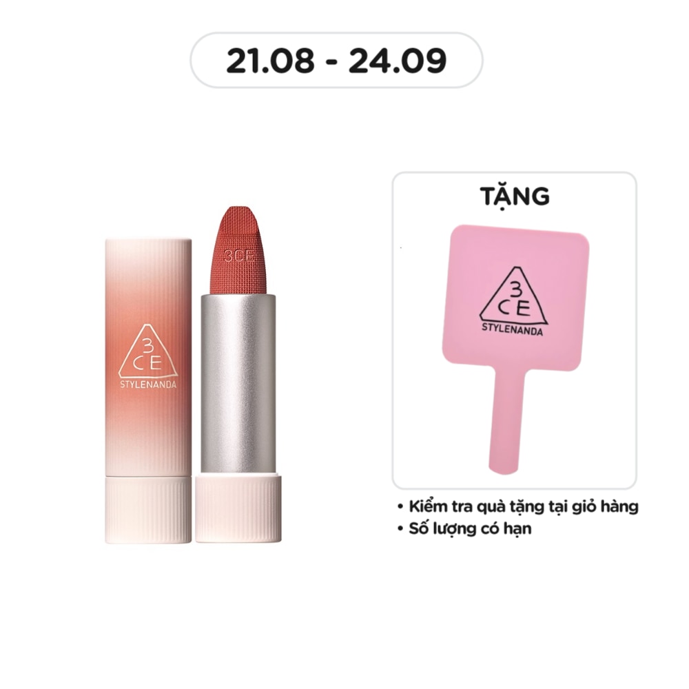 Son 3CE Cashmere Hug Lipstick 3.5g .#06 Buddy Hồng Cá Hồi