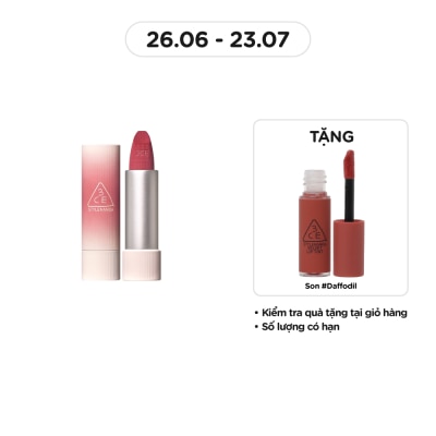 3CE Son 3CE Cashmere Hug Lipstick 3.5g .#05 Cozy Whisper Hồng Hạ Phai