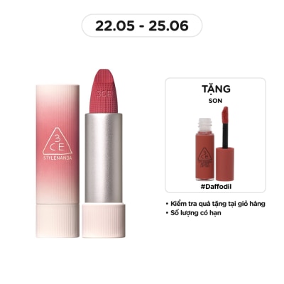 3CE Son 3CE Cashmere Hug Lipstick 3.5g .#05 Cozy Whisper Hồng Hạ Phai
