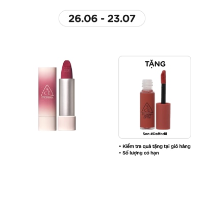 3CE Son 3CE Cashmere Hug Lipstick 3.5g .#04 Text Me Hồng Mận