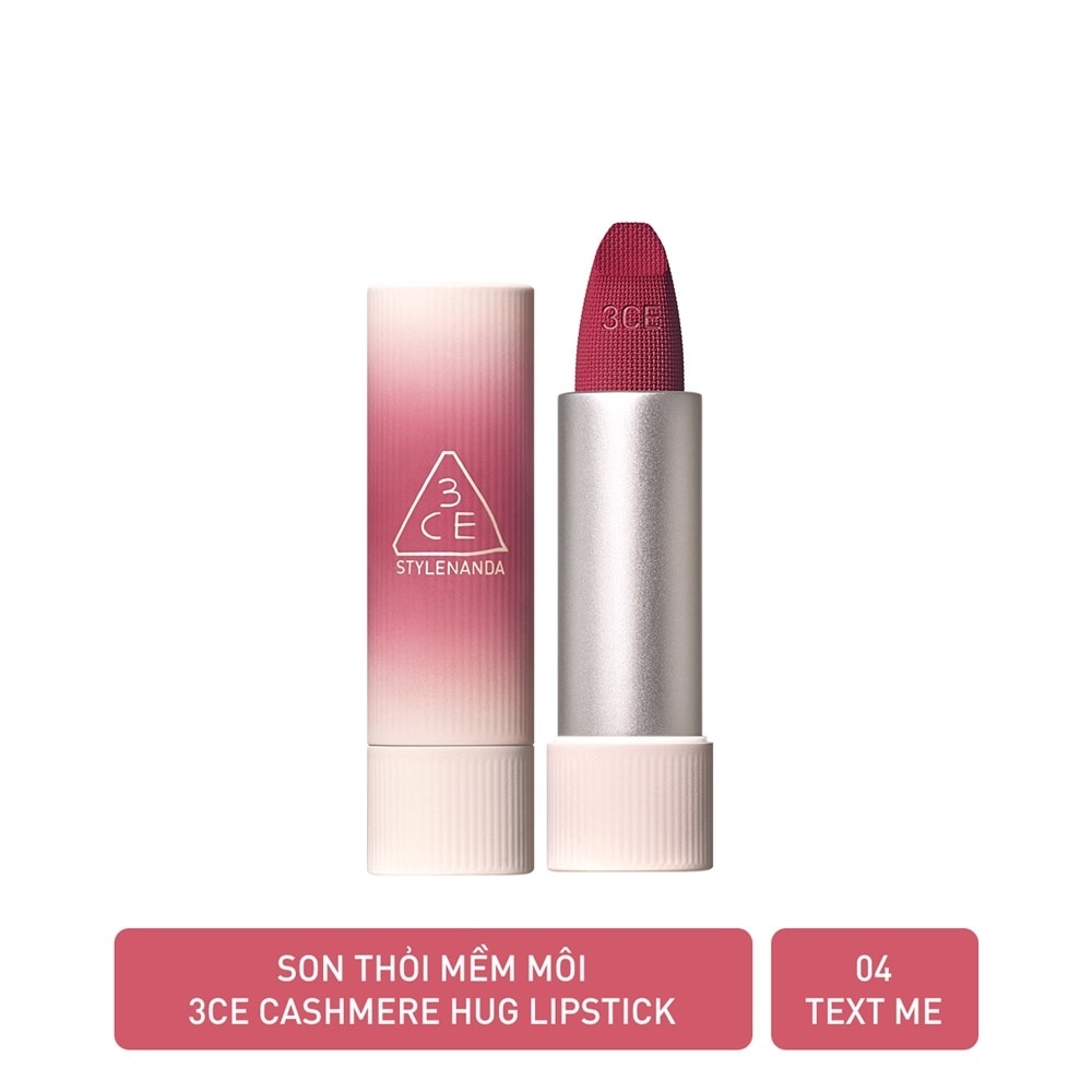 3CE Son 3CE Cashmere Hug Lipstick 3.5g .#04 Text Me Hồng Mận