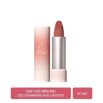 3CE Son 3CE Cashmere Hug Lipstick 3.5g .#01 Oat Be Yến Mạch