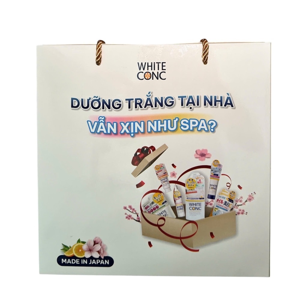 Combo White ConC Dưỡng Trắng Da (Sữa Tắm Trắng Da 360ml+Kem Dưỡng Trắng Da Toàn Thân 200g+Bông Tắm)