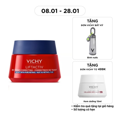 VICHY Kem Dưỡng Đêm Vichy Liftactiv B3 Tone Correcting Cream Night With Pure Retinol Giúp Mờ Thâm Nám Sáng Da 50ml
