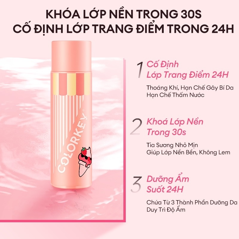 Xịt Khóa Lớp Trang Điểm Colorkey Airy Soft Matte Makeup Setting Spray - Ice Cream 100ml