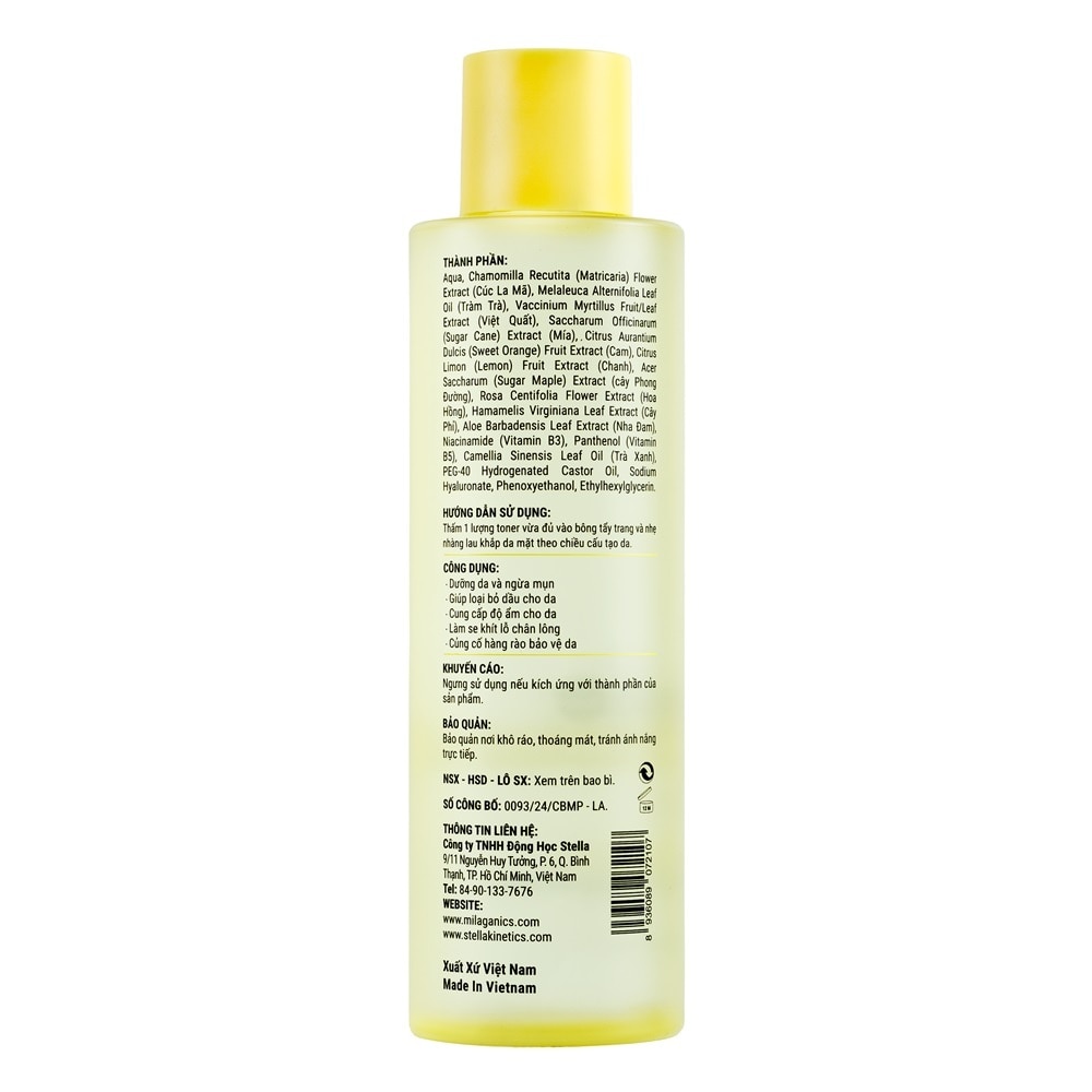 Nước Hoa Hồng Milaganics Chamomilla Sạch Sâu, Ngừa Mụn, Cấp Ẩm 240ml