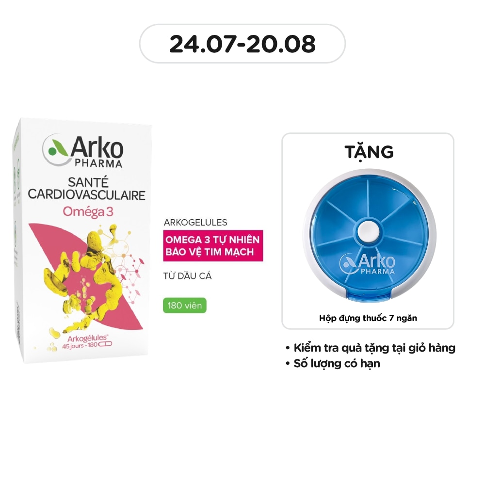 Thực Phẩm Bảo Vệ Sức Khỏe Viên Uống Bổ Sung Omega 3 Arkopharma Arkogelules Omega 3 180 Viên
