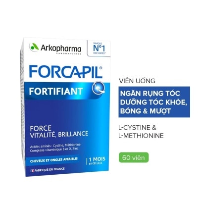 ARKOPHARMA Thực Phẩm Bảo Vệ Sức Khỏe Viên Uống Hỗ Trợ Mọc Tóc và Giảm Rụng, Arkopharma Forcapil Fortifiant 60 Viên