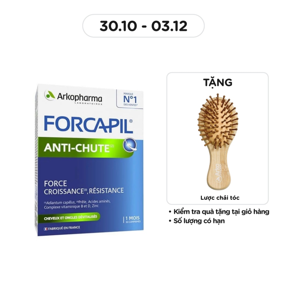 Thực Phẩm Bảo Vệ Sức Khỏe Viên Uống Giảm Rụng Tóc Arkopharma Forcapil Anti Chute 30 Viên