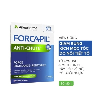 ARKOPHARMA Thực Phẩm Bảo Vệ Sức Khỏe Viên Uống Giảm Rụng Tóc Arkopharma Forcapil Anti Chute 30 Viên