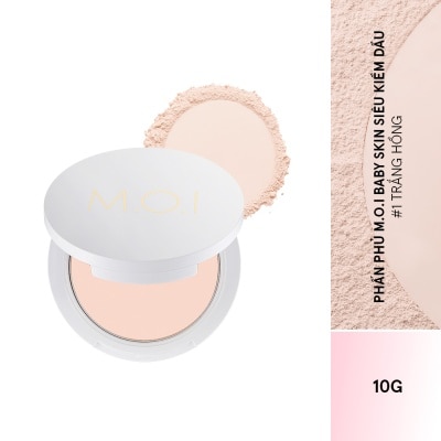 M.O.I Phấn Phủ M.O.I Baby Skin Powder Siêu Kiềm Dầu 10g .#1 Tông Trắng Hồng