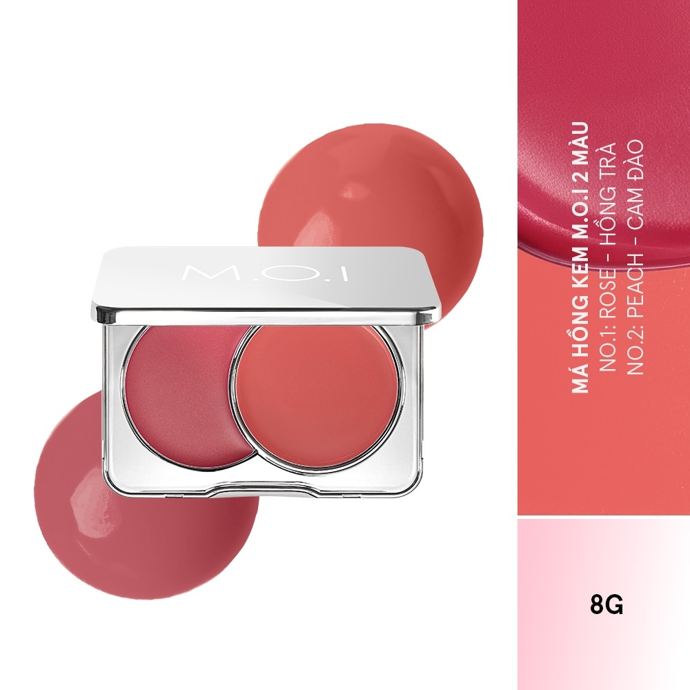 Má Hồng Kem 2 Màu M.O.I - Dual Cream Blusher 8g .#2 Peach Cam Đào