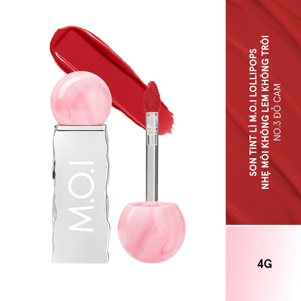 Son Kem Lì M.O.I Lollipops 4g .#3 Watermelon Đỏ Cam