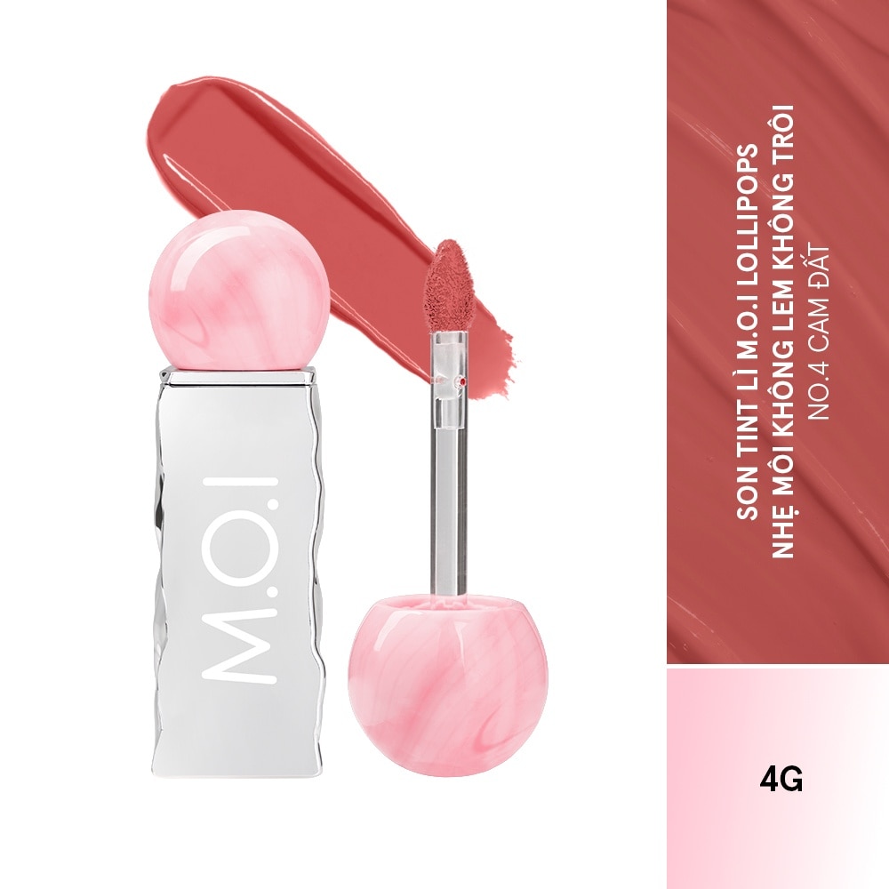 Son Kem Lì M.O.I Lollipops 4g .#4 Caramel Apple Cam Đất