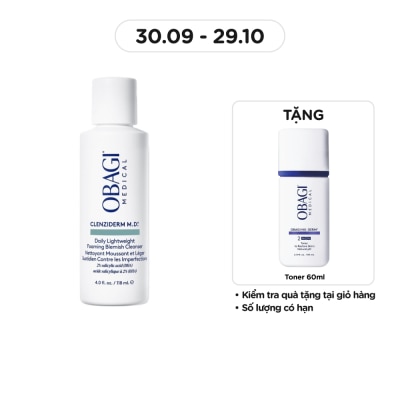 OBAGI Sữa Rửa Mặt Obagi Medical Cho Da Mụn Clenziderm M.D. Daily Lightweight Foaming Blemish Cleanser118ml