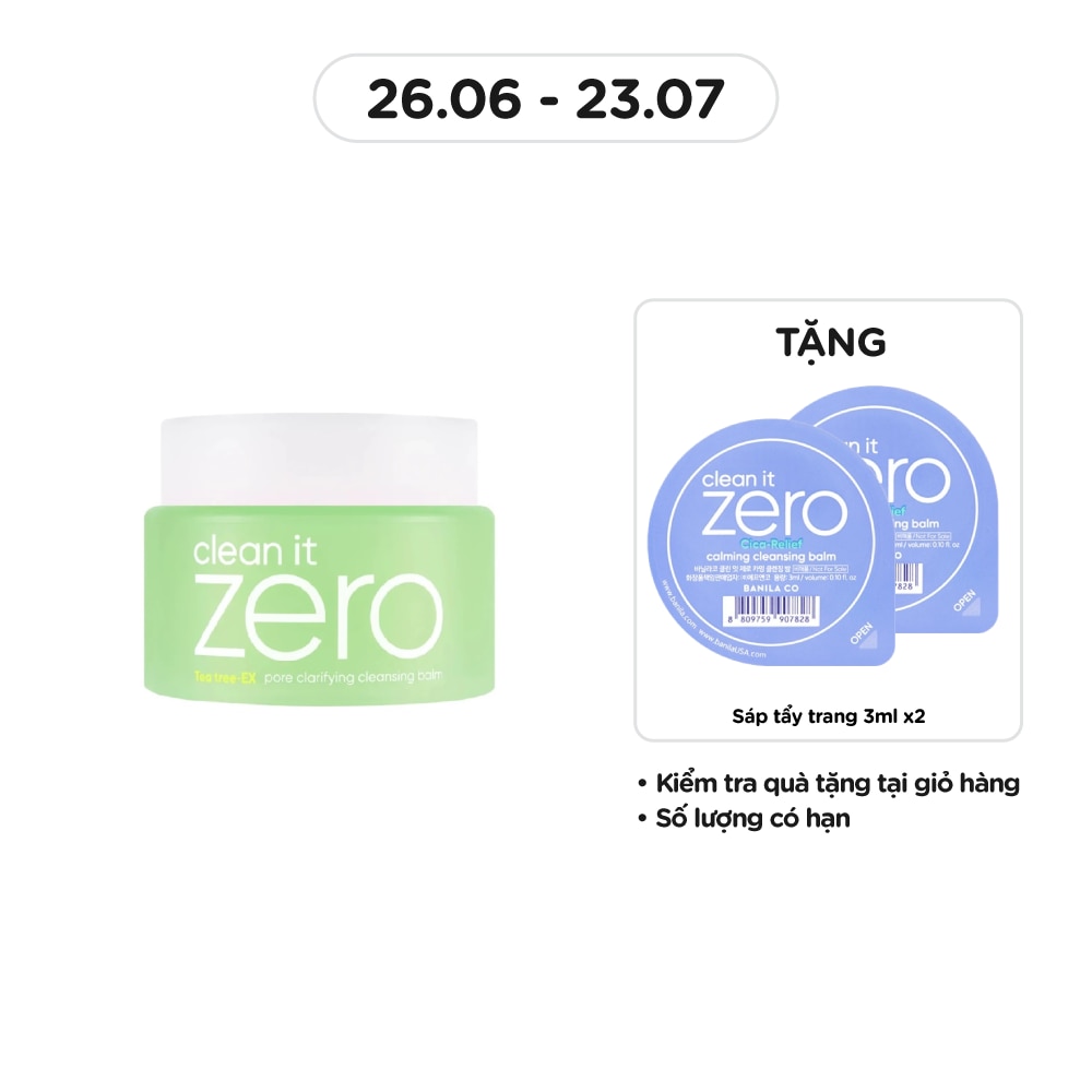 Sáp Tẩy Trang Banila Co Clean It Zero Pore Clarifying Cleansing Balm Teatree- EX 100ml