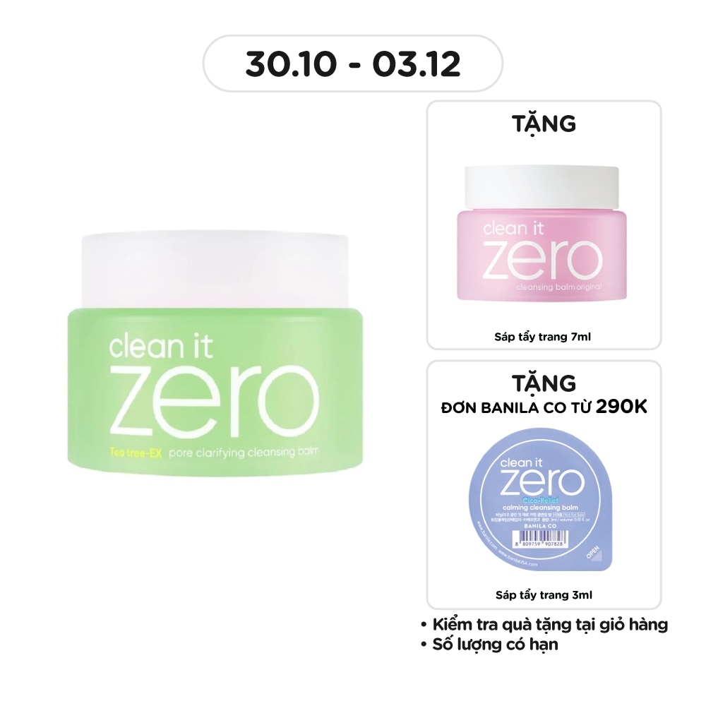 Sáp Tẩy Trang Banila Co Clean It Zero Pore Clarifying Cleansing Balm Teatree- EX 100ml