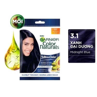 Kem nhuộm tóc garnier color naturals ultra colors 30ml+30g .#3.1 midnight blue xanh đại dương