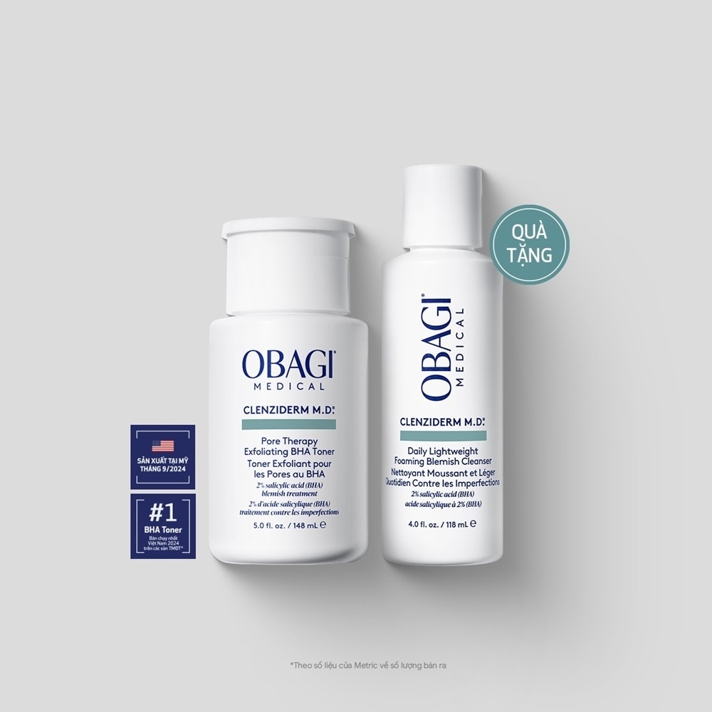 Combo Obagi Cho Da Mụn Clenziderm M.D. (Toner 148ml + Cleanser118ml)