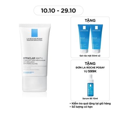 LA ROCHE POSAY Kem Dưỡng Ẩm Kiềm Dầu La Roche Posay Effaclar Mat+ Giúp Kiềm Dầu Và Cải Thiện Lỗ Chân Lông 40ml