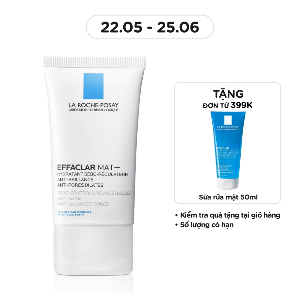Kem Dưỡng Ẩm Kiềm Dầu La Roche Posay Effaclar Mat+ Giúp Kiềm Dầu Và Cải Thiện Lỗ Chân Lông 40ml