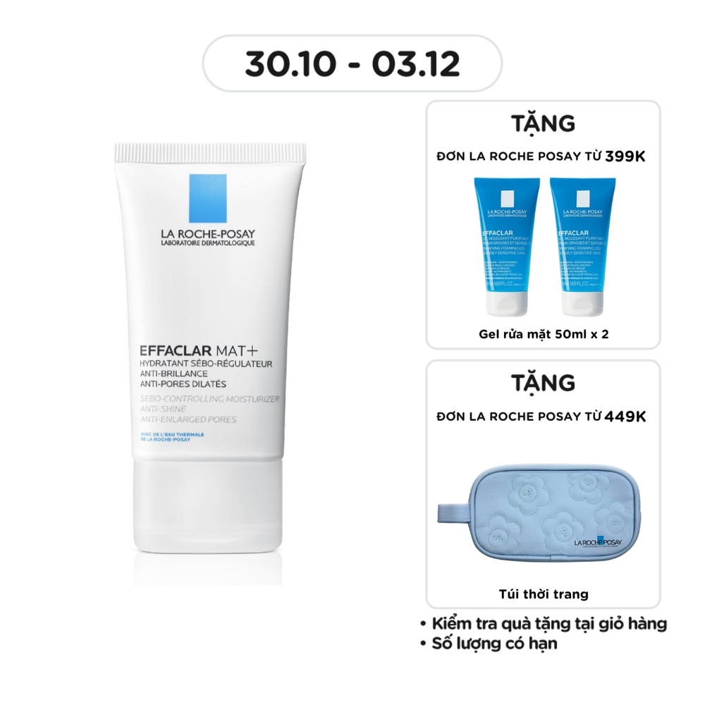 Kem Dưỡng Ẩm Kiềm Dầu La Roche Posay Effaclar Mat+ Giúp Kiềm Dầu Và Cải Thiện Lỗ Chân Lông 40ml