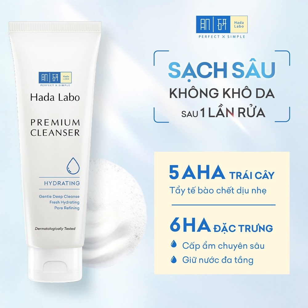 Sữa Rửa Mặt Hada Labo Dưỡng Ẩm Cao Cấp Premium Cleanser Hydrating 100g